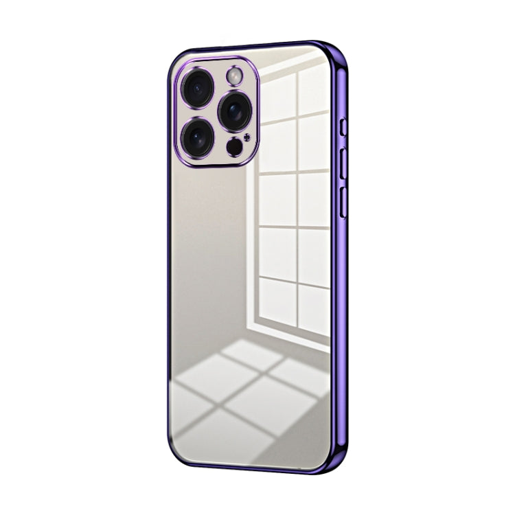 Transparent Plating Fine Hole Phone Case - For iPhone 15 / 14 and 13 Series (Purple) - Mos Accessories